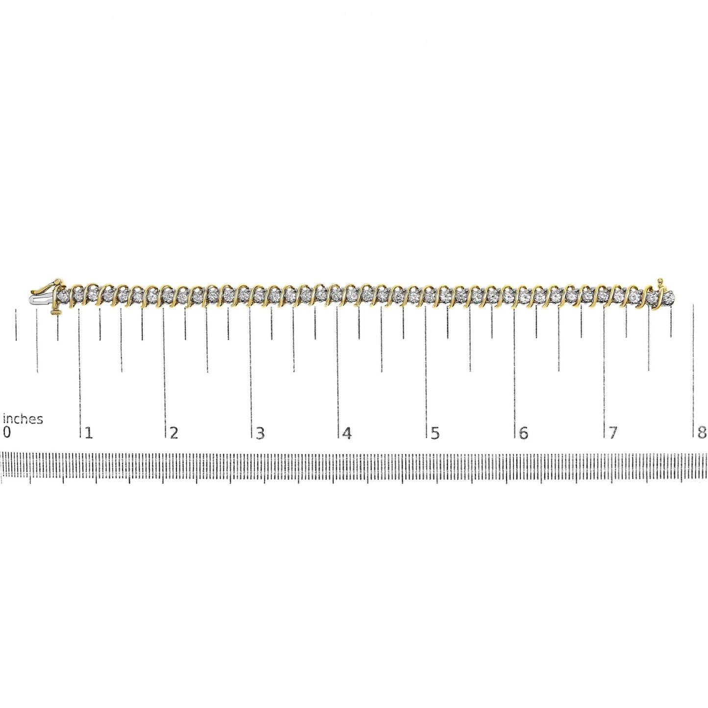 18K Yellow Gold 4.0 Cttw Round-Cut Diamond S-Link 7" Inch Tennis Bracelet (I-J Color, SI1-SI2 Clarity) WEM Support (www.WEM.support)