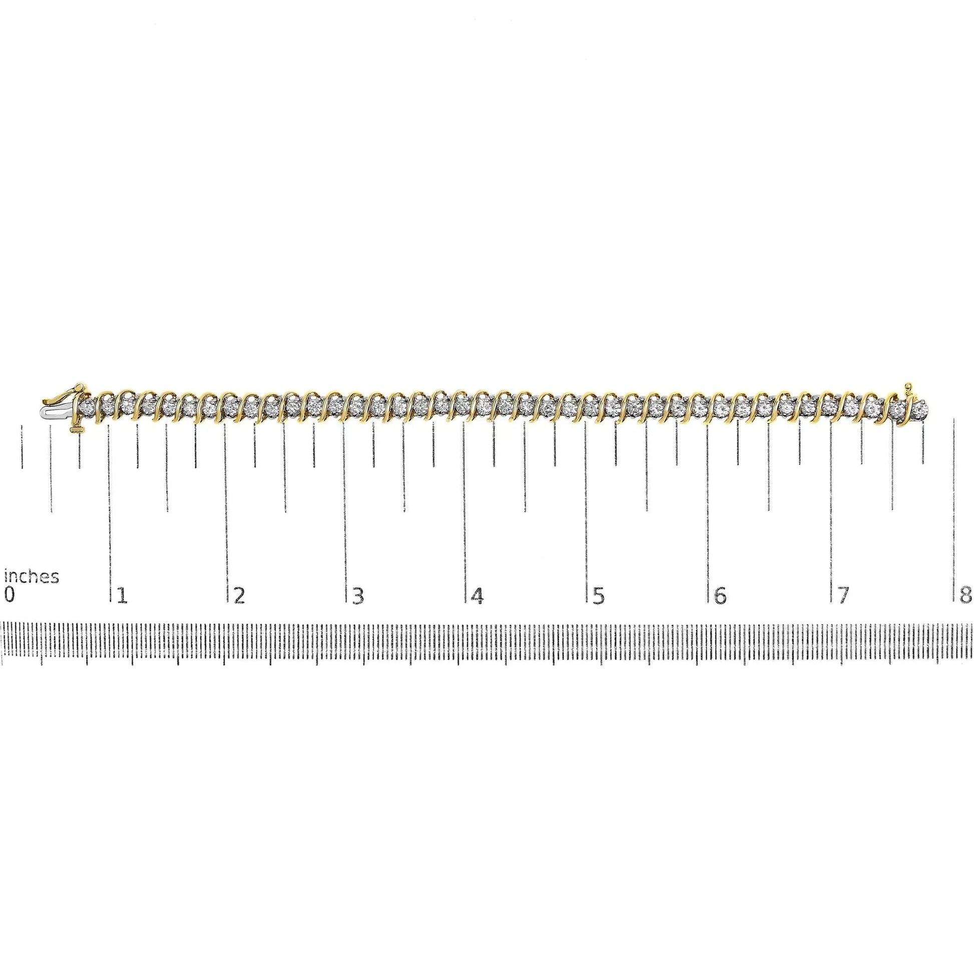 18K Yellow Gold 4.0 Cttw Round-Cut Diamond S-Link 7" Inch Tennis Bracelet (I-J Color, SI1-SI2 Clarity) WEM Support (www.WEM.support)