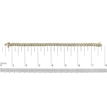 18K Yellow Gold 4.0 Cttw Round-Cut Diamond S-Link 7" Inch Tennis Bracelet (I-J Color, SI1-SI2 Clarity) WEM Support (www.WEM.support)