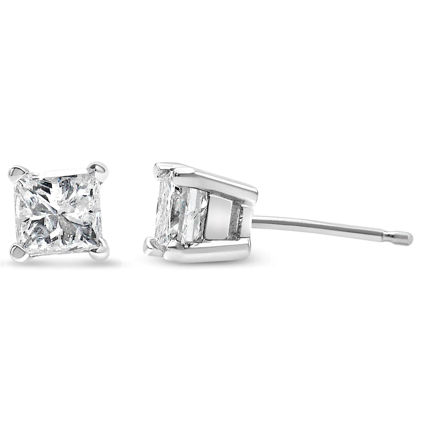 14K Weißgold 3/8 Karat Laborgezüchtete Princess-Cut Diamant Solitär Ohrstecker mit 4-Krappenfassung (VS1-VS2 Reinheit, F-G Farbe) WEM Support (www.WEM.support)