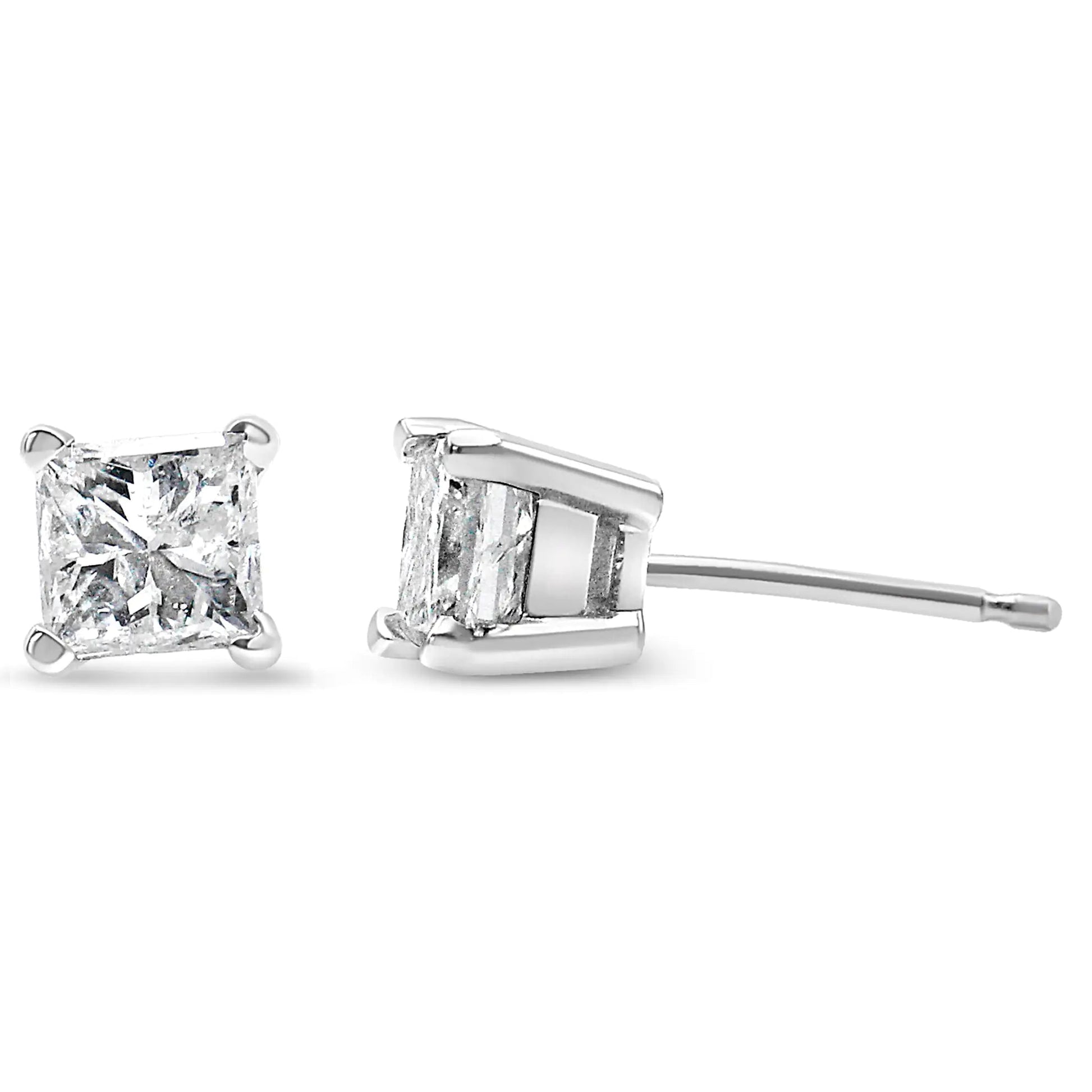 14K Weißgold 3/8 Karat Laborgezüchtete Princess-Cut Diamant Solitär Ohrstecker mit 4-Krappenfassung (VS1-VS2 Reinheit, F-G Farbe) WEM Support (www.WEM.support)