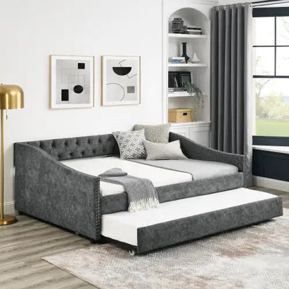 The Full-size Sofa Bed Features A Double-sized Upholstered Tufted Sofa Bed On Wheels Unavailable Platforms- Temu WEM Support (www.WEM.support)
