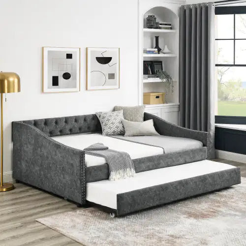 The Full-size Sofa Bed Features A Double-sized Upholstered Tufted Sofa Bed On Wheels Unavailable Platforms- Temu WEM Support (www.WEM.support)