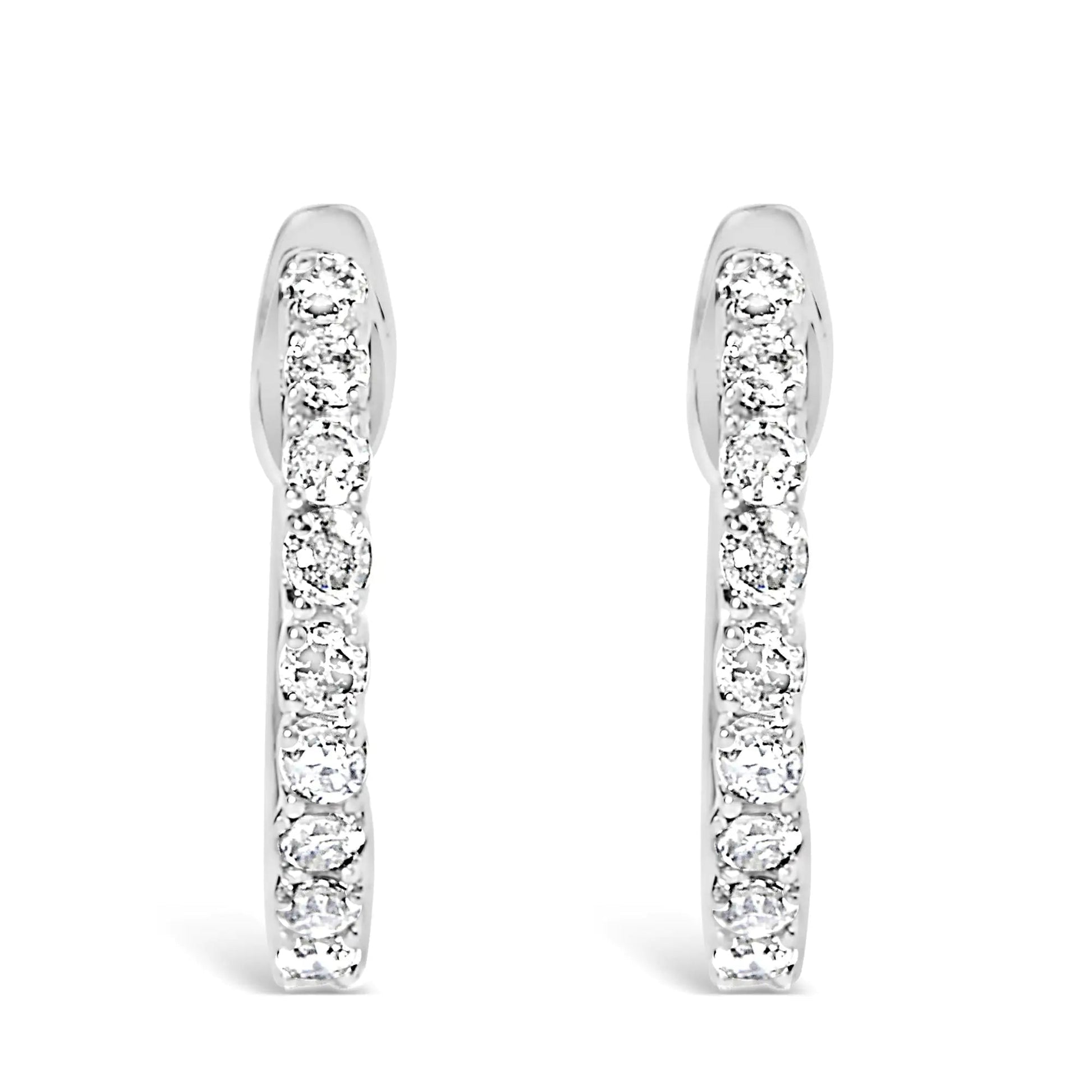 .925 Sterling Silver 1/6 Cttw Diamond Petite Hoop Earrings (I-J Color, I2-I3 Clarity) WEM Support (www.WEM.support)