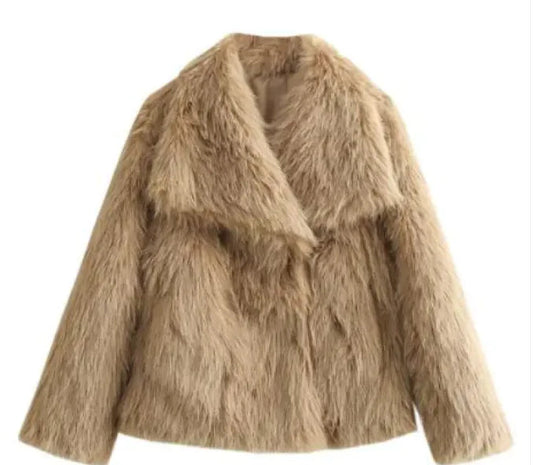 Winter Plush Coat Fashion Thicken Lapel Outwear Casual Long Sleeve Tops Women's Clothing WEM Support (www.WEM.support)