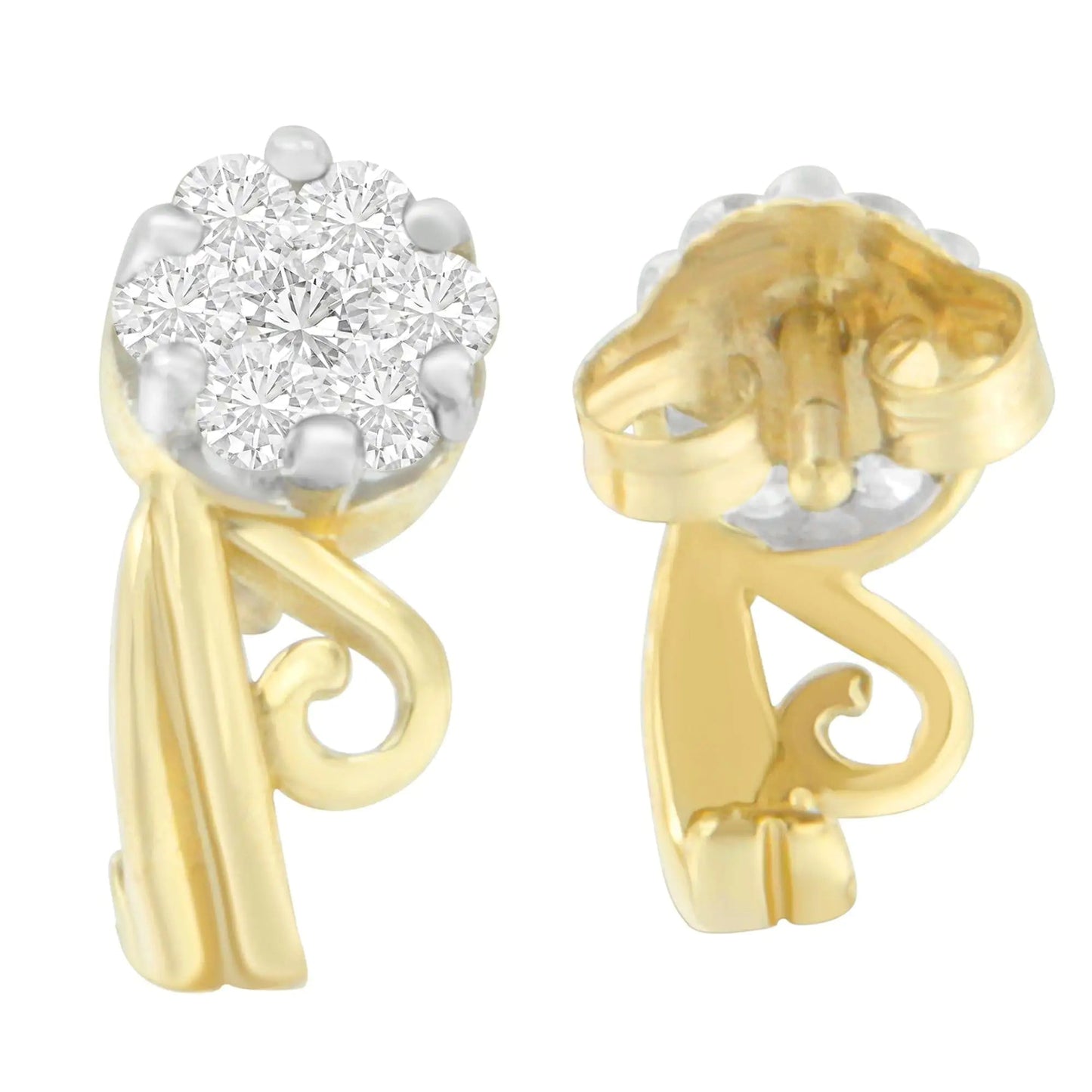 14K Yellow Gold 1/2 cttw Round Cut Diamond Earrings (I-J, SI2-I1) WEM Support (www.WEM.support)