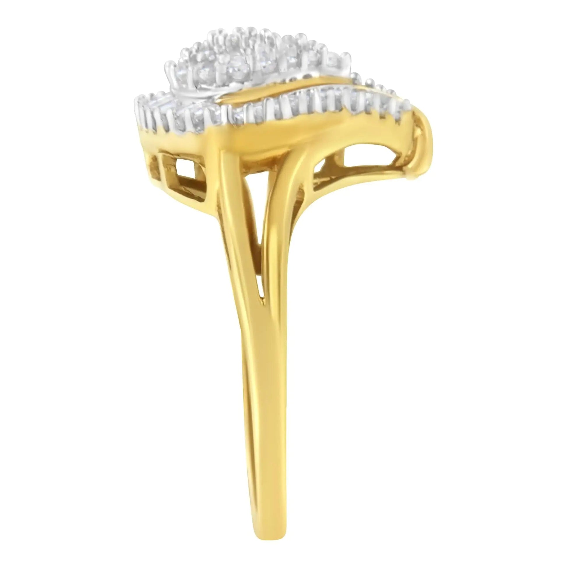 10K Yellow Gold Diamond Cluster Ring (1/2 Cttw, I-J Color, I1-I2 Clarity) WEM Support (www.WEM.support)
