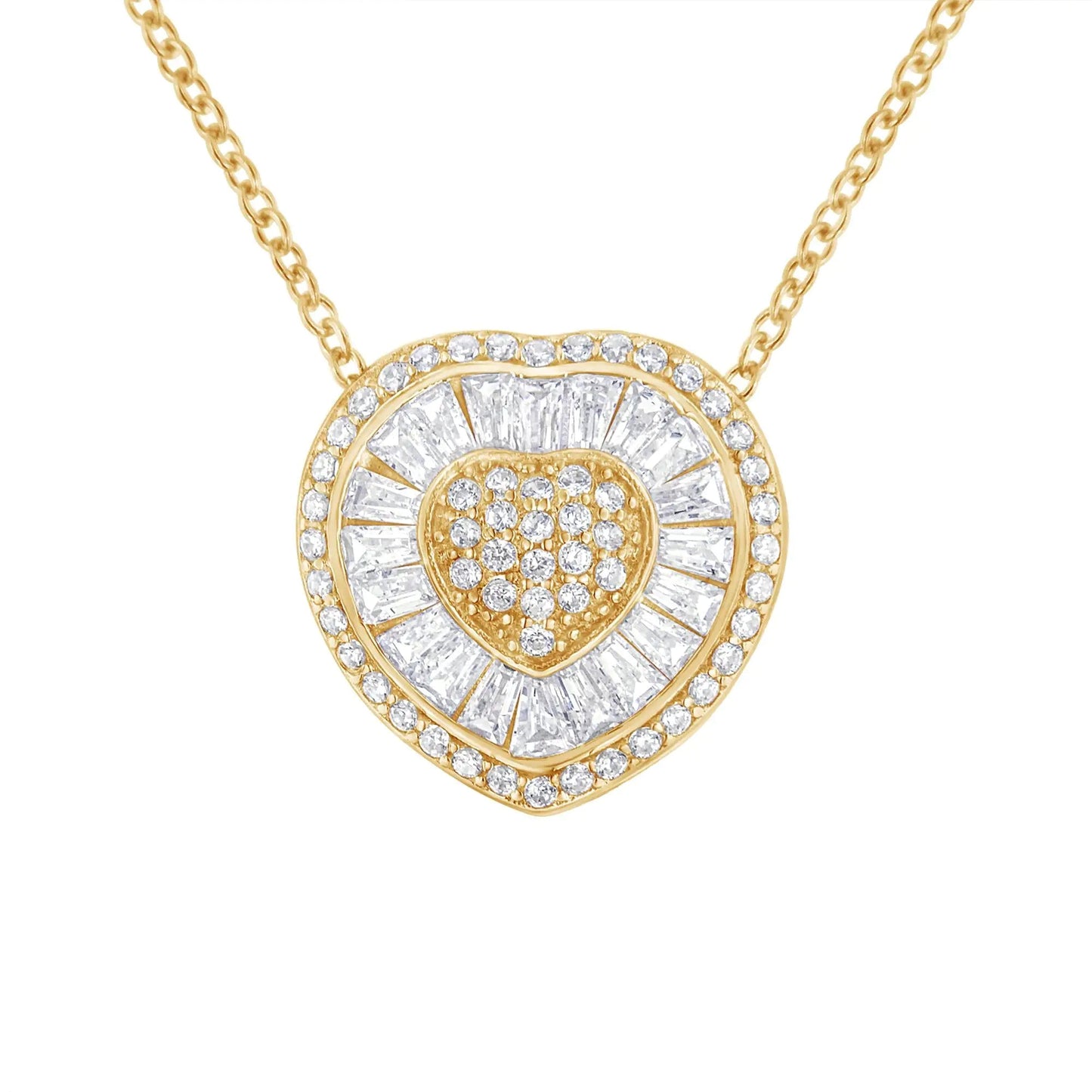 10KT Yellow Gold Diamond Heart Pendant Necklace (1/2 cttw, H-I Color, I1-I2 Clarity) WEM Support (www.WEM.support)