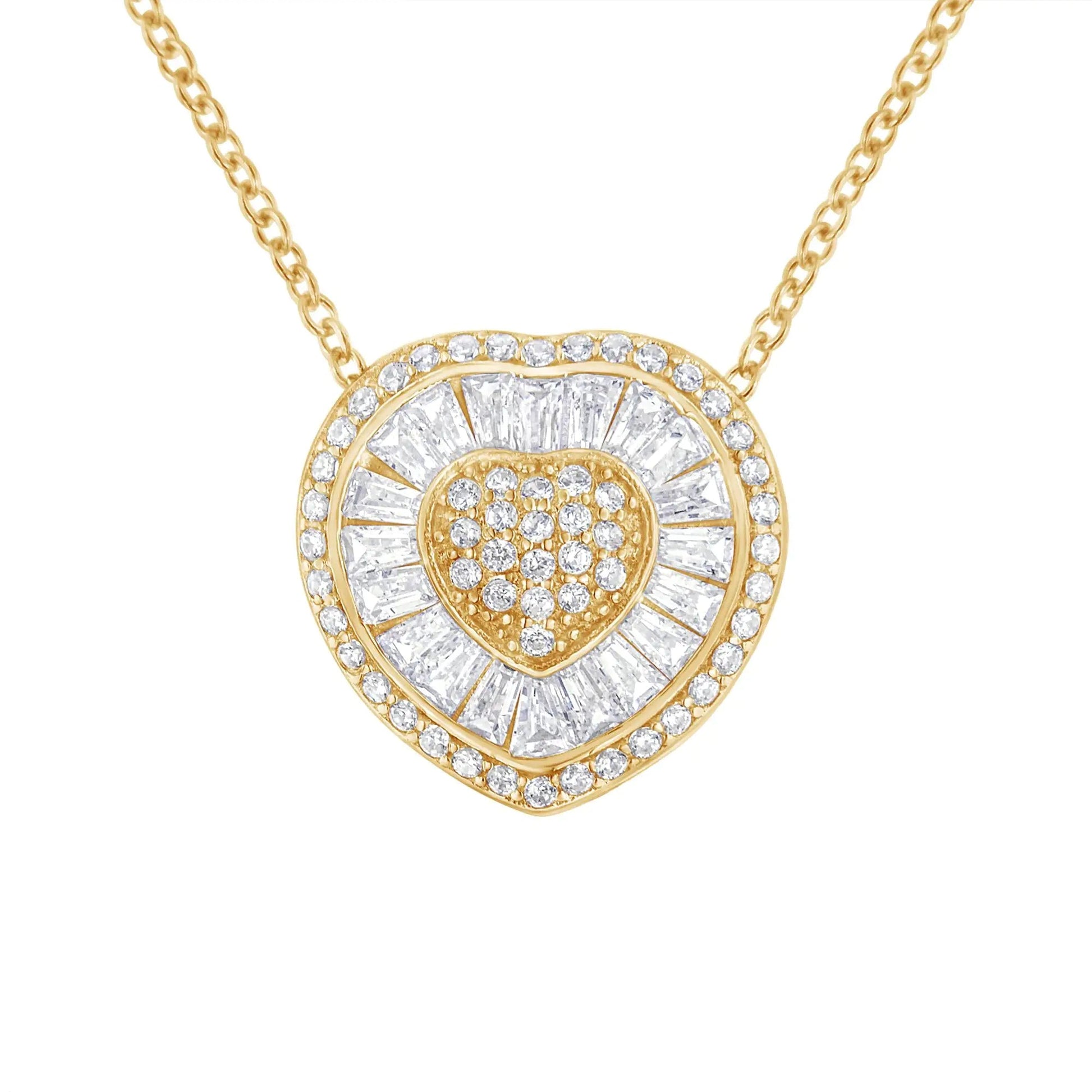 10KT Yellow Gold Diamond Heart Pendant Necklace (1/2 cttw, H-I Color, I1-I2 Clarity) WEM Support (www.WEM.support)