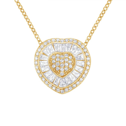 10KT Yellow Gold Diamond Heart Pendant Necklace (1/2 cttw, H-I Color, I1-I2 Clarity) WEM Support (www.WEM.support)