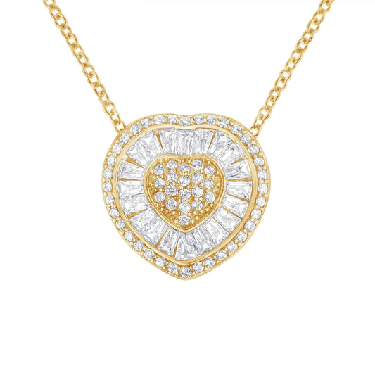 10KT Yellow Gold Diamond Heart Pendant Necklace (1/2 cttw, H-I Color, I1-I2 Clarity) WEM Support (www.WEM.support)