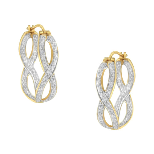 10K Yellow and White Gold 1/4 cttw Diamond Double Infinity Hoop Earrings (I-J Clarity, I1-I2 Color) WEM Support (www.WEM.support)