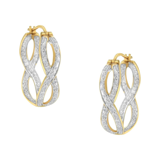 10K Yellow and White Gold 1/4 cttw Diamond Double Infinity Hoop Earrings (I-J Clarity, I1-I2 Color) WEM Support (www.WEM.support)