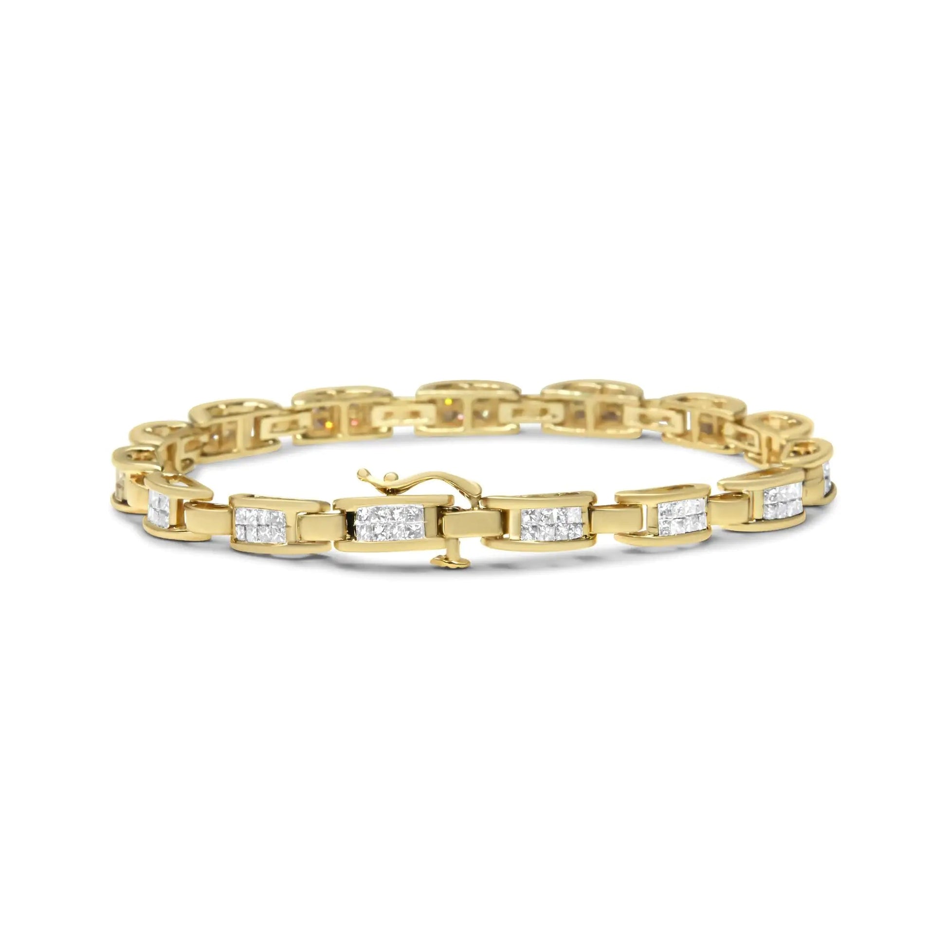 14K Yellow Gold Princess-Cut Diamond Links of Love Bracelet (2.00 cttw, H-I Color, SI2-I1 Clarity) WEM Support (www.WEM.support)