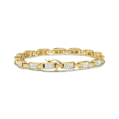 14K Yellow Gold Princess-Cut Diamond Links of Love Bracelet (2.00 cttw, H-I Color, SI2-I1 Clarity) WEM Support (www.WEM.support)