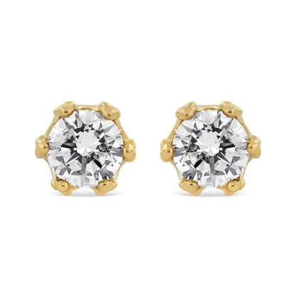 14K Yellow Gold 2.0 Cttw Round Diamond Crown Stud Earrings (I-J Color, I1-I2 Clarity) WEM Support (www.WEM.support)