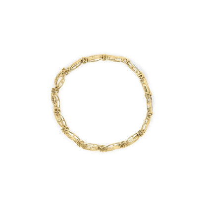 10K Yellow and White Gold 1/2 Cttw Channel Set Diamond Infinity Link 7" Tennis Bracelet (H-I Color, I1-I2 Clarity) WEM Support (www.WEM.support)