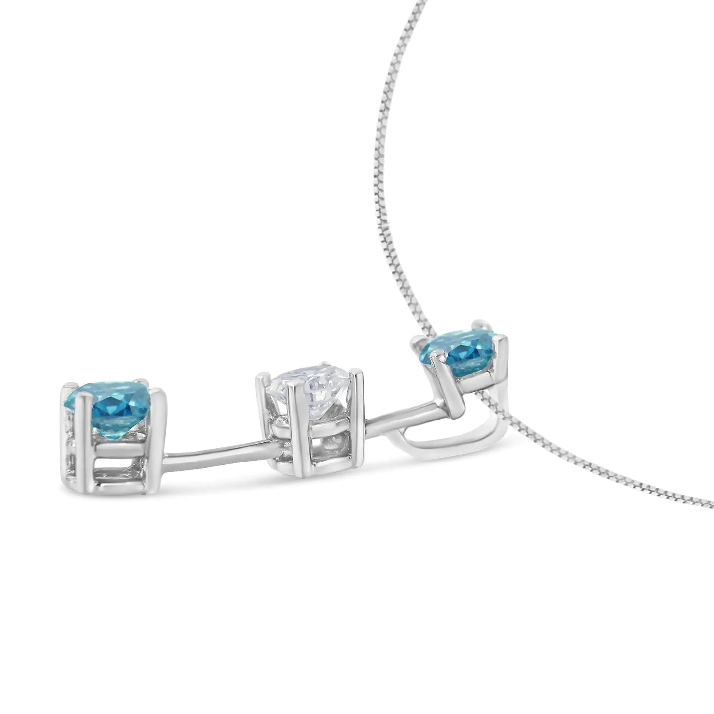 14K White Gold 1 1/3 cttw White and Treated Blue Diamond Pendant Necklace (H-I, SI2-I1) WEM Support (www.WEM.support)