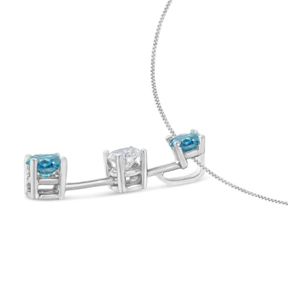 14K White Gold 1 1/3 cttw White and Treated Blue Diamond Pendant Necklace (H-I, SI2-I1) WEM Support (www.WEM.support)