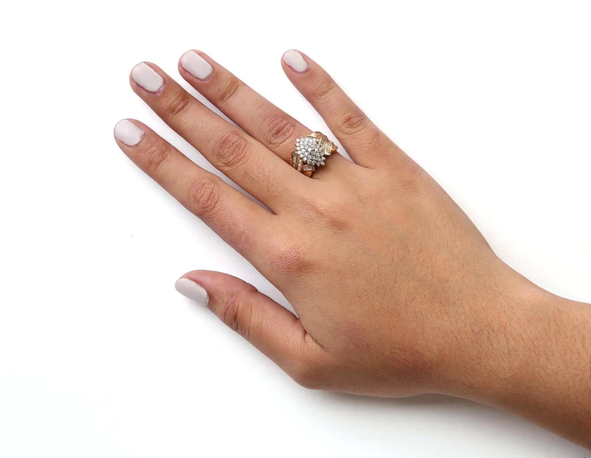 10K Yellow Gold 1 Cttw Diamond Pear Shaped Cluster  Cluster Cocktail Ring (H-I Color, I2-I3 Clarity) WEM Support (www.WEM.support)