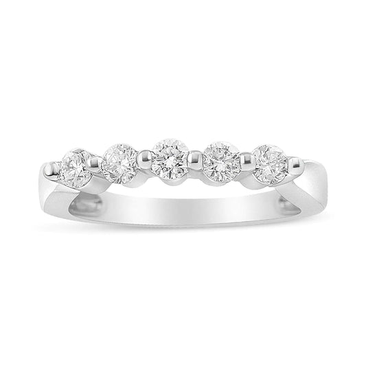 14K White Gold 1/2 Cttw Round-Cut 5-Stone Diamond Ring (H-I Color, SI1-SI2 Clarity) WEM Support (www.WEM.support)