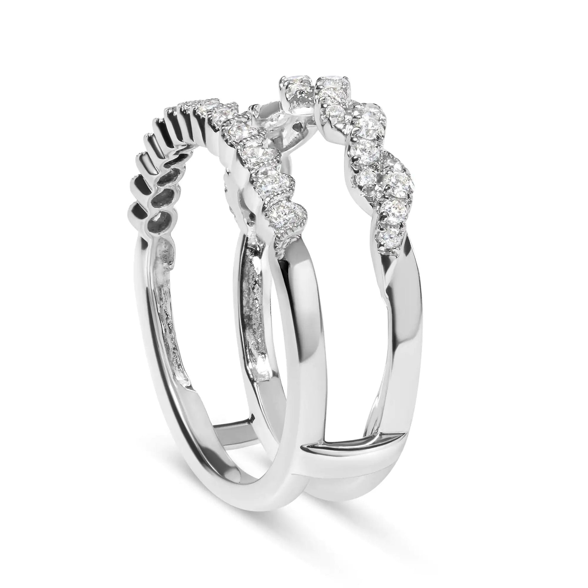 14k White Gold 1/2 Cttw Diamond Enhancer Wrap Ring Guard ( I-J Color, I2-I3 Clarity) WEM Support (www.WEM.support)