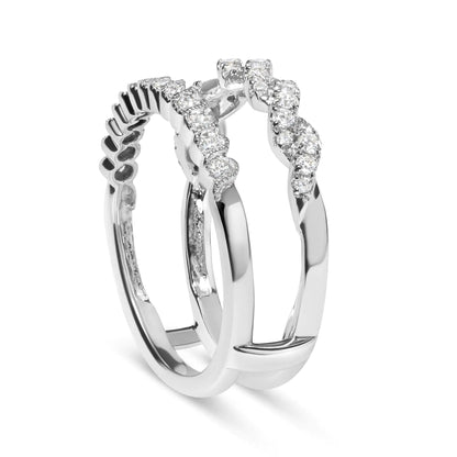 14k White Gold 1/2 Cttw Diamond Enhancer Wrap Ring Guard ( I-J Color, I2-I3 Clarity) WEM Support (www.WEM.support)