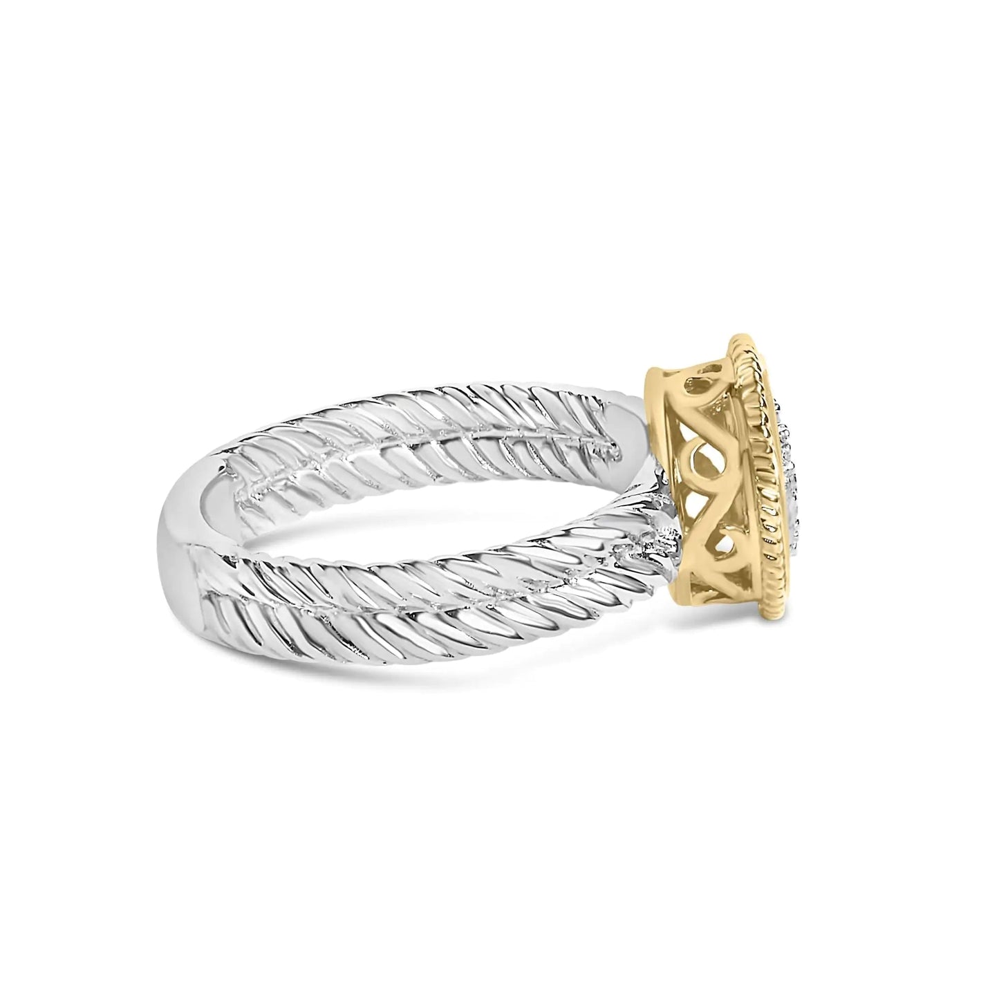 18K Yellow Gold Plated .925 Sterling Silver Diamond Heart Ring with Satin Finish (I-J Color, SI1-SI2 Clarity) WEM Support (www.WEM.support)