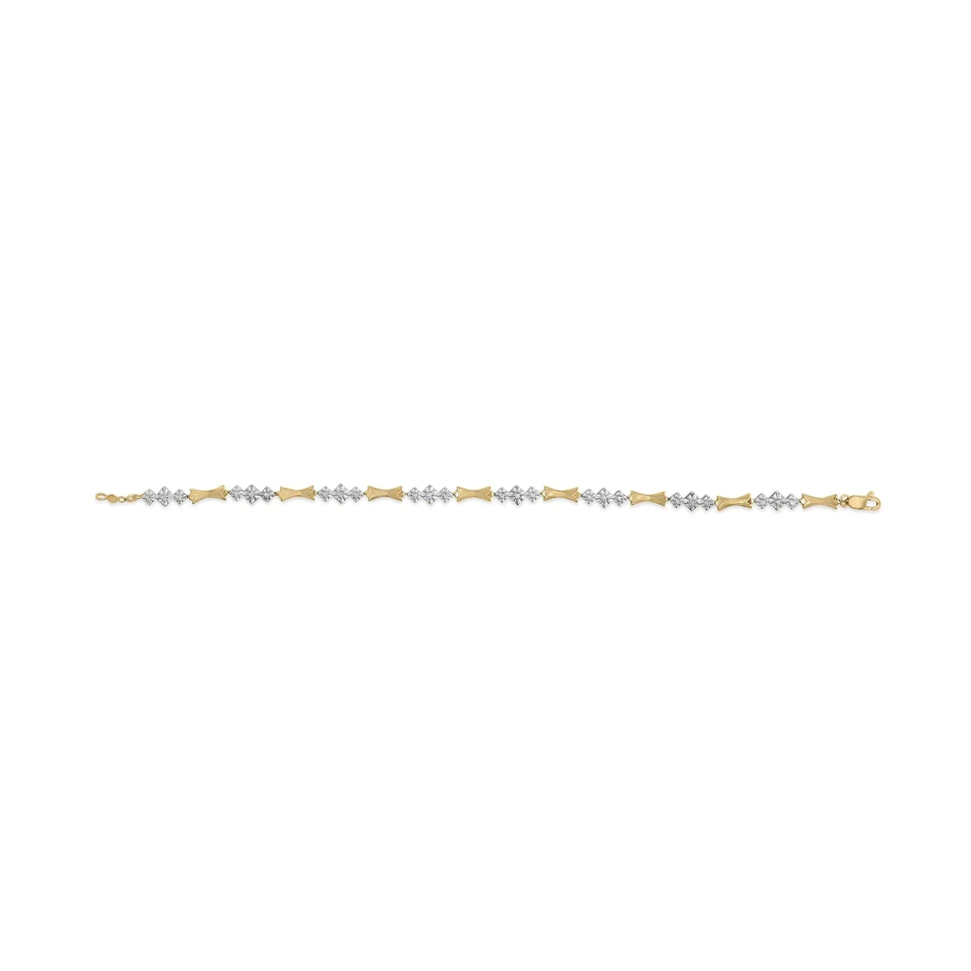 10k Gold 1/3 Cttw Diamond Miracle Set Alternating Bar and Link Bracelet (I-J Color, I1-I2 Clarity) - 7.75" Inches WEM Support (www.WEM.support)