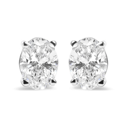 14K White Gold Prong Set Lab Grown Oval Diamond Solitaire Stud Earring (F-G Color, VS1-VS2 Clarity) WEM Support (www.WEM.support)