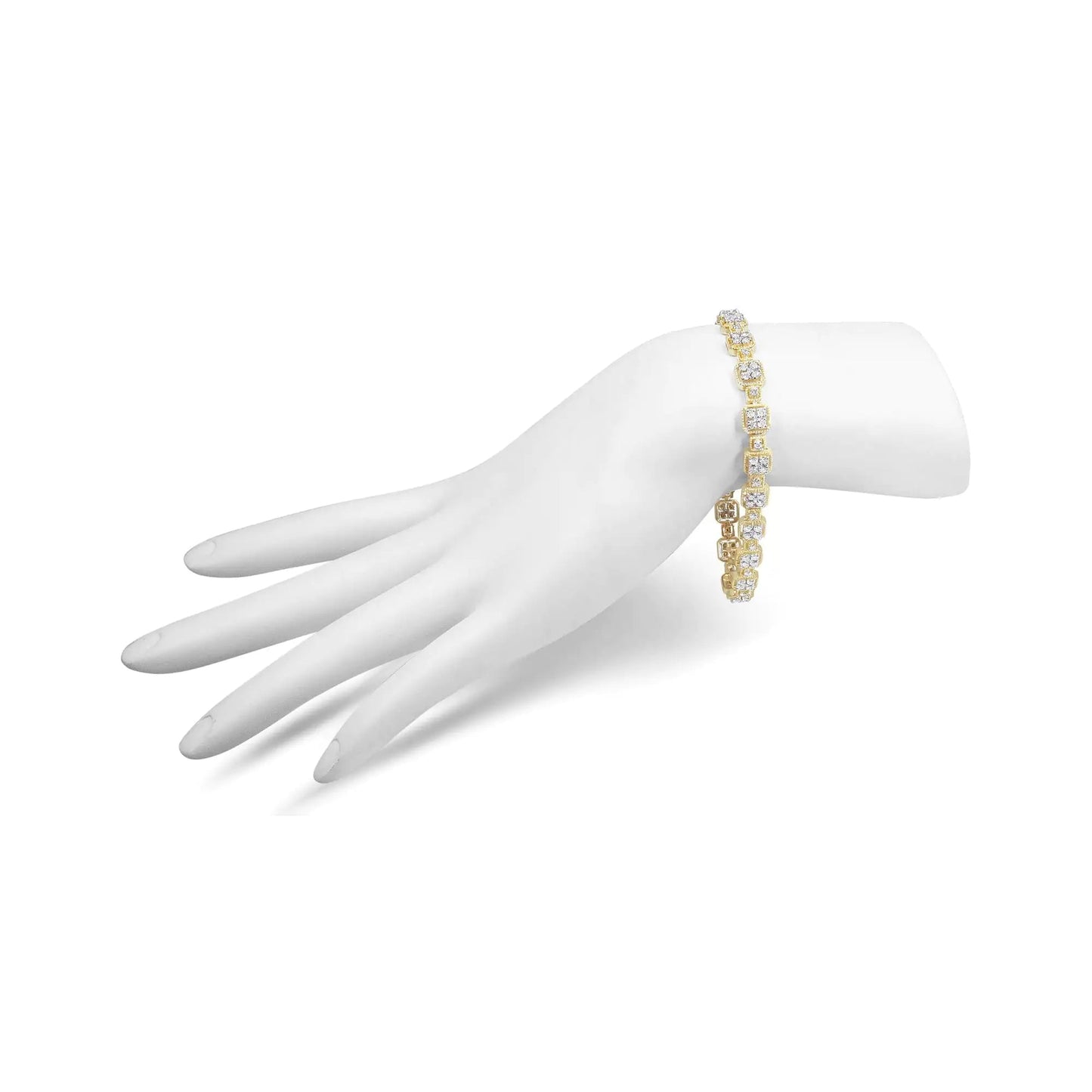 10K Yellow Gold 2.0 Cttw Diamond Square Link Bracelet (J-K Color, I2-I3 Clarity) - Size 7.25" WEM Support (www.WEM.support)