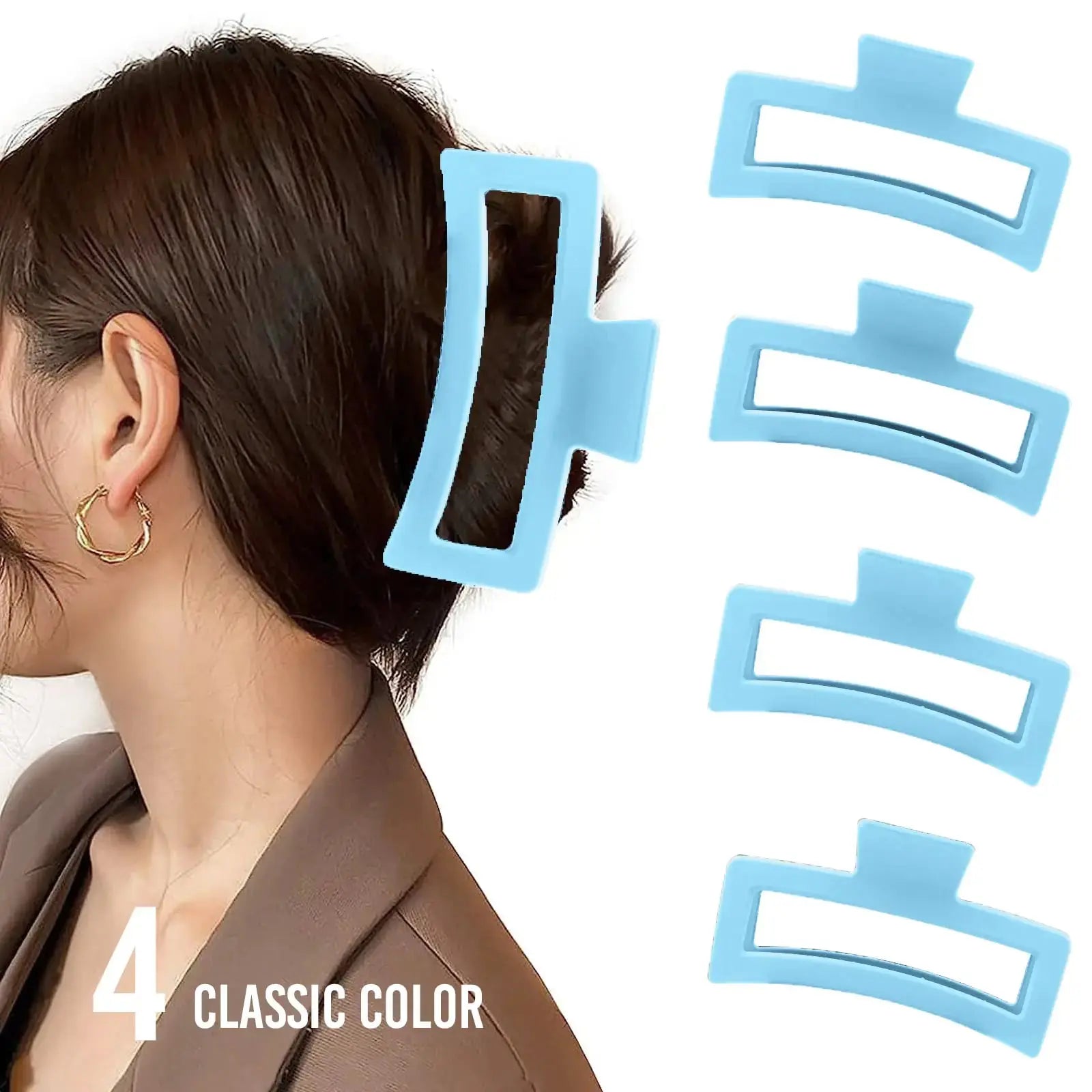 5 Inche Blue Extra Large Claw Clips for Thick Hair and Long Hair, 4 Pack Xl Jumbo Claw clips, Oversized Matte Non-slip Rectangle Hair Clips for Women, Big Strong Hold Jaw Clip My Store