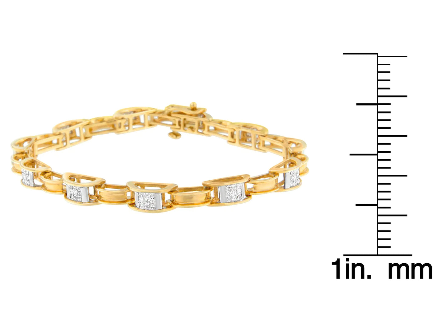14K Yellow Gold Princess Cut Diamond Chain Link Bracelet (1.00 cttw, H-I Color, SI1-SI2 Clarity) WEM Support (www.WEM.support)