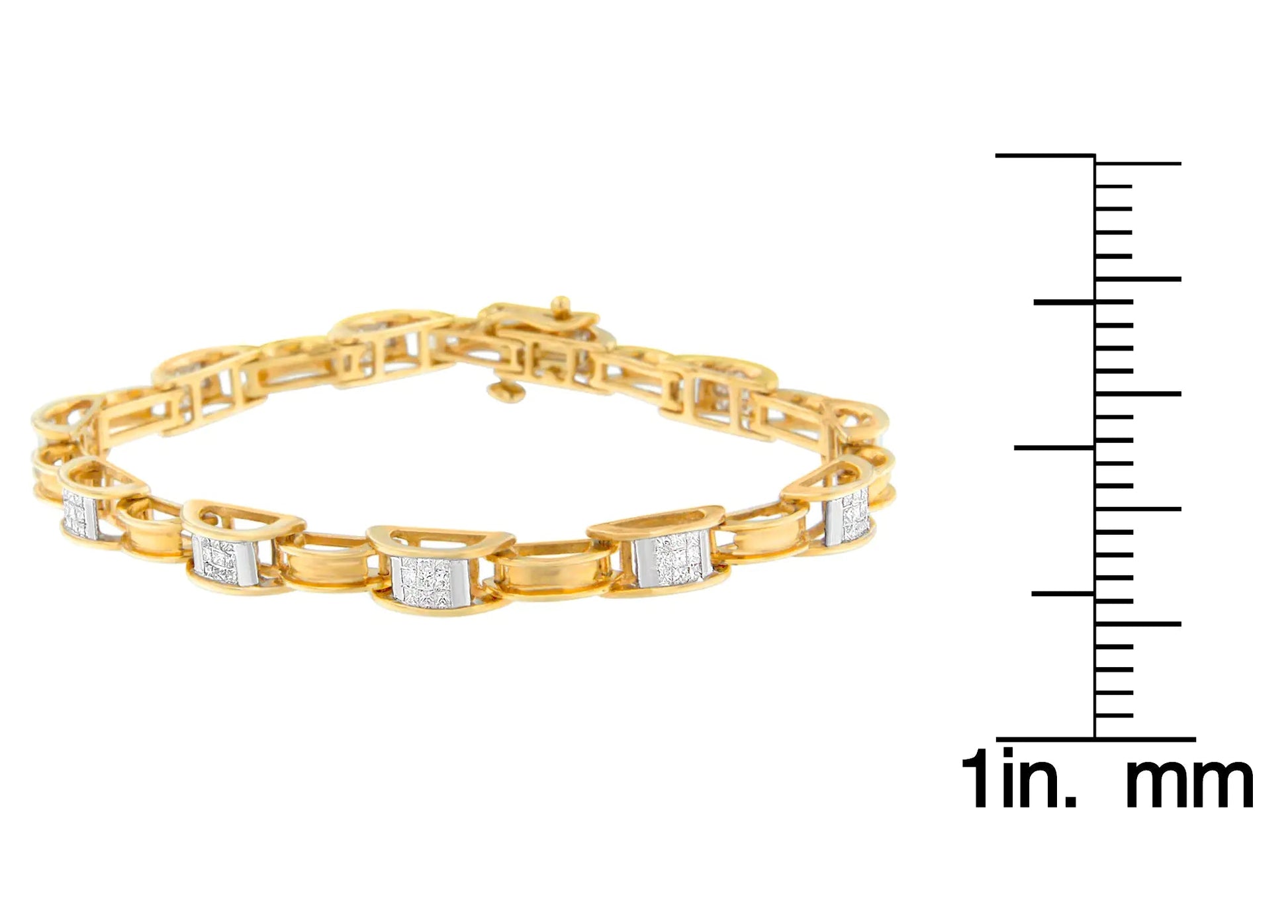 14K Yellow Gold Princess Cut Diamond Chain Link Bracelet (1.00 cttw, H-I Color, SI1-SI2 Clarity) WEM Support (www.WEM.support)