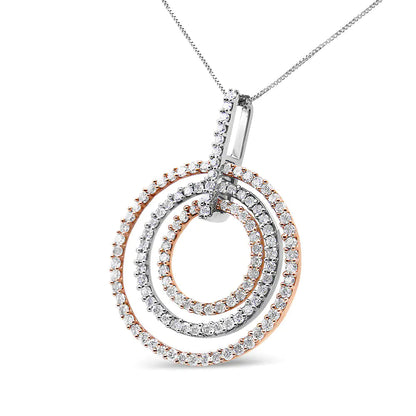 Two-Tone 14K Gold 1 cttw Round Cut Diamond Circle Loop Pendant Necklace (H-I, SI2-I1) WEM Support (www.WEM.support)