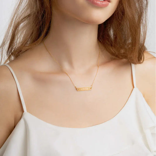 Sterling Silver Loved Bar Necklace WEM Support (www.WEM.support)