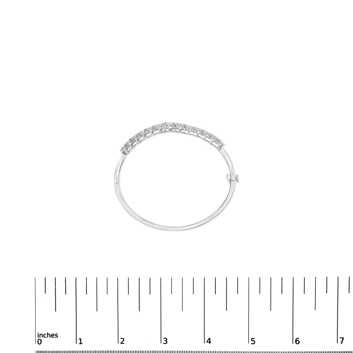14K White Gold 2 5/8 Cttw Round Diamond 7 Stone Floral Cluster Link Bangle Bracelet (H-I Color, SI1-SI2 Clarity) - Fits Wrists up to 7.25" Inches WEM Support (www.WEM.support)