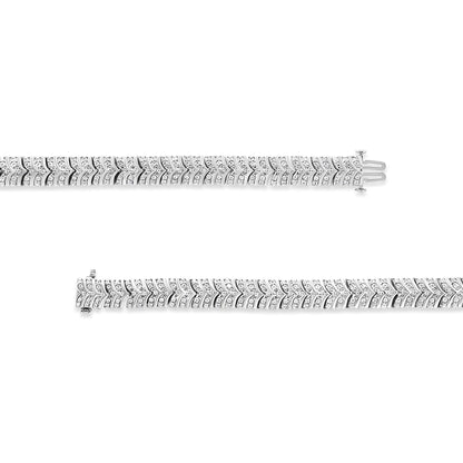 .925 Sterling Silver 3.00 Cttw Diamond Chevron Link Bracelet (I2-I3 Clarity, I-J Color) - Size 7.25" WEM Support (www.WEM.support)