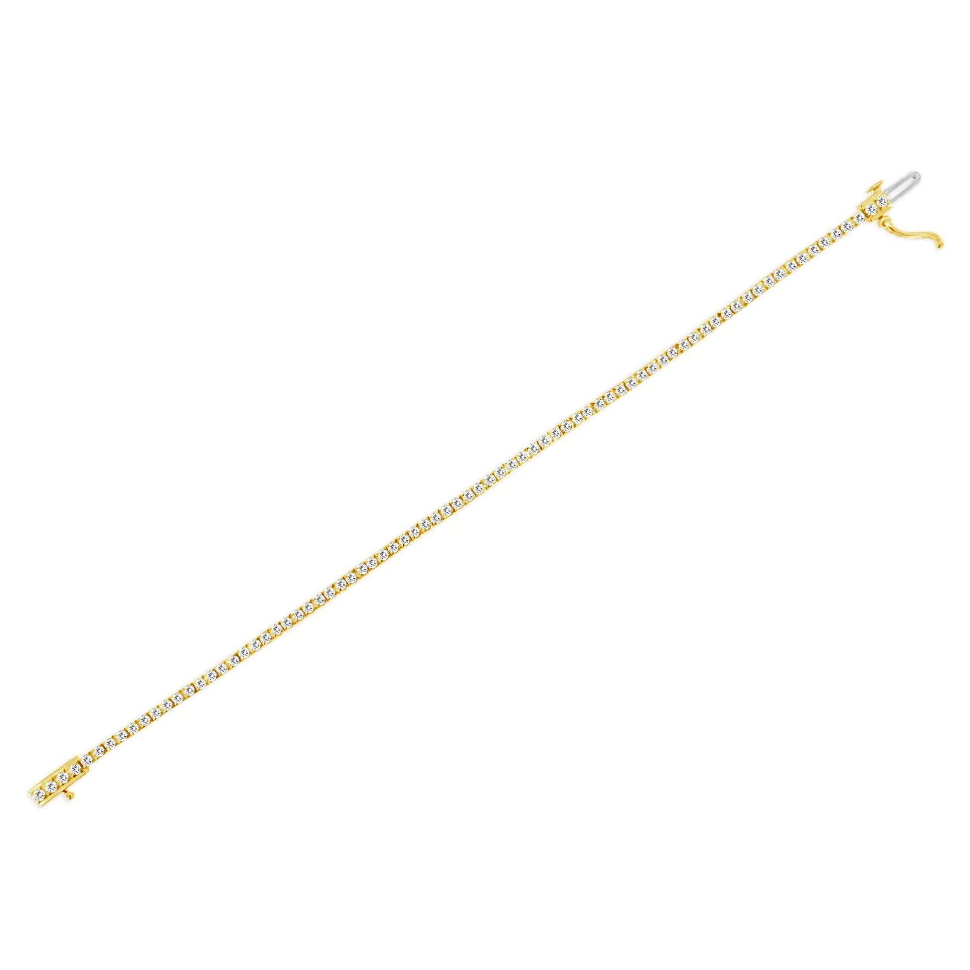 14K Yellow Gold Plated .925 Sterling Silver 2.0 Cttw Diamond Classic Link Tennis Bracelet (K-L Color, I2-I3 Clarity) - 7-1/4" WEM Support (www.WEM.support)