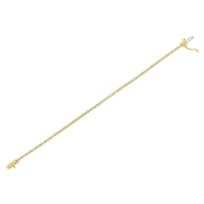 14K Yellow Gold Plated .925 Sterling Silver 2.0 Cttw Diamond Classic Link Tennis Bracelet (K-L Color, I2-I3 Clarity) - 7-1/4" WEM Support (www.WEM.support)