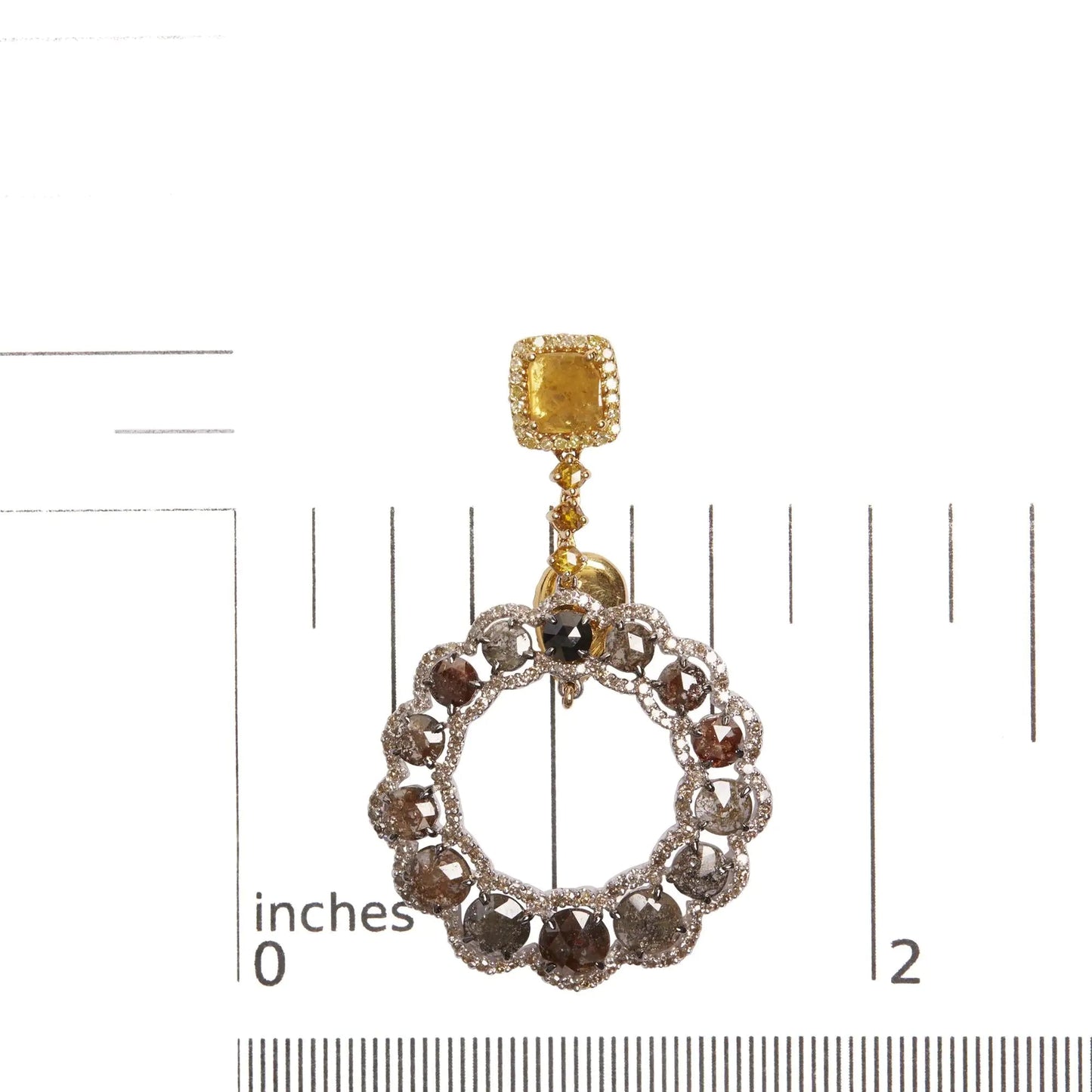 14K White and Yellow Gold 10.0 Cttw Mixed Natural Fancy Diamond Dangle Hoop and Bale Earrings (Yellow Color, I1-I2 Clarity) WEM Support (www.WEM.support)