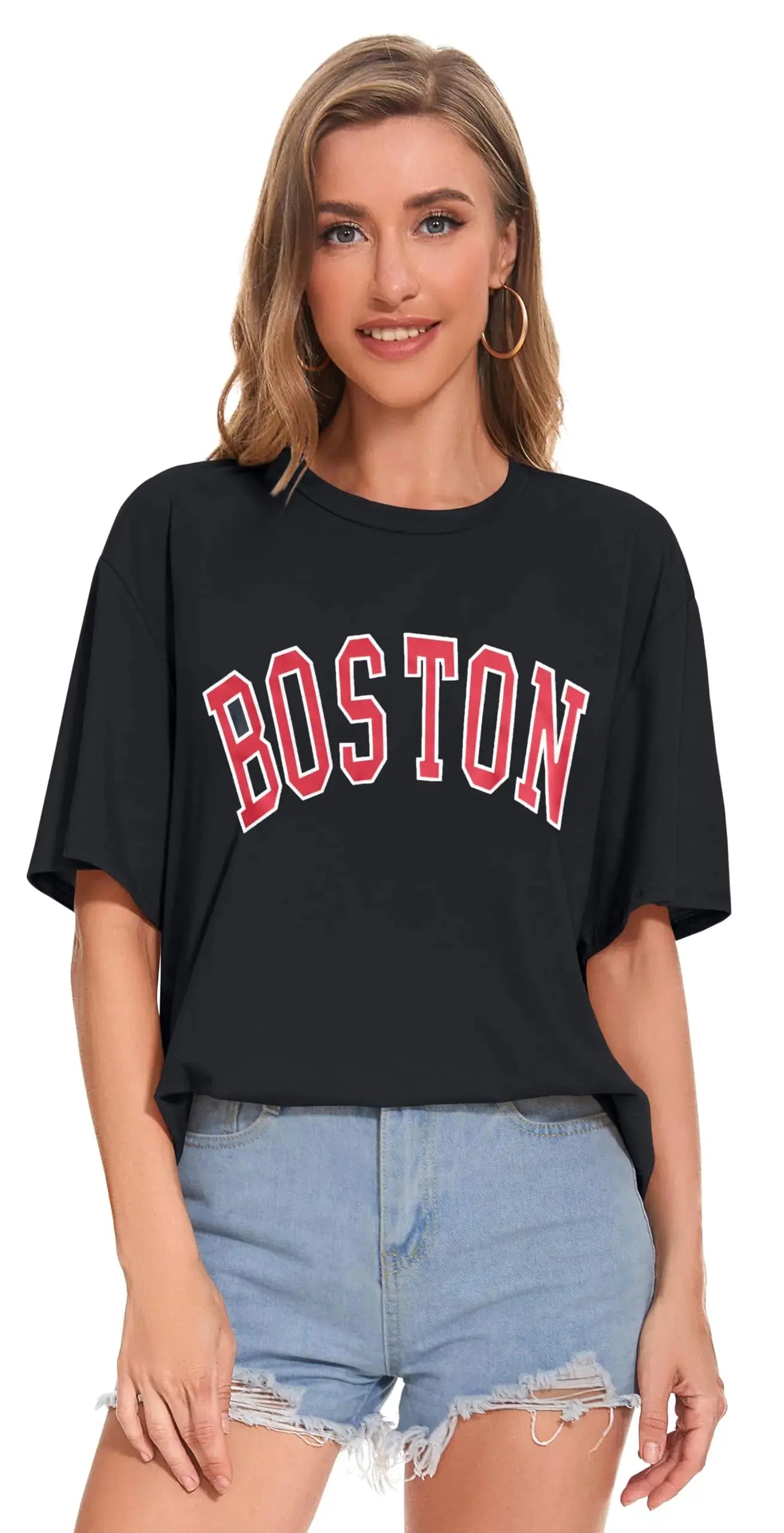 Womens Oversized Tshirt Graphic Tees Crew Neck Summer Short Sleeve Loose Fit Tops Medium Black Red Letters My Store