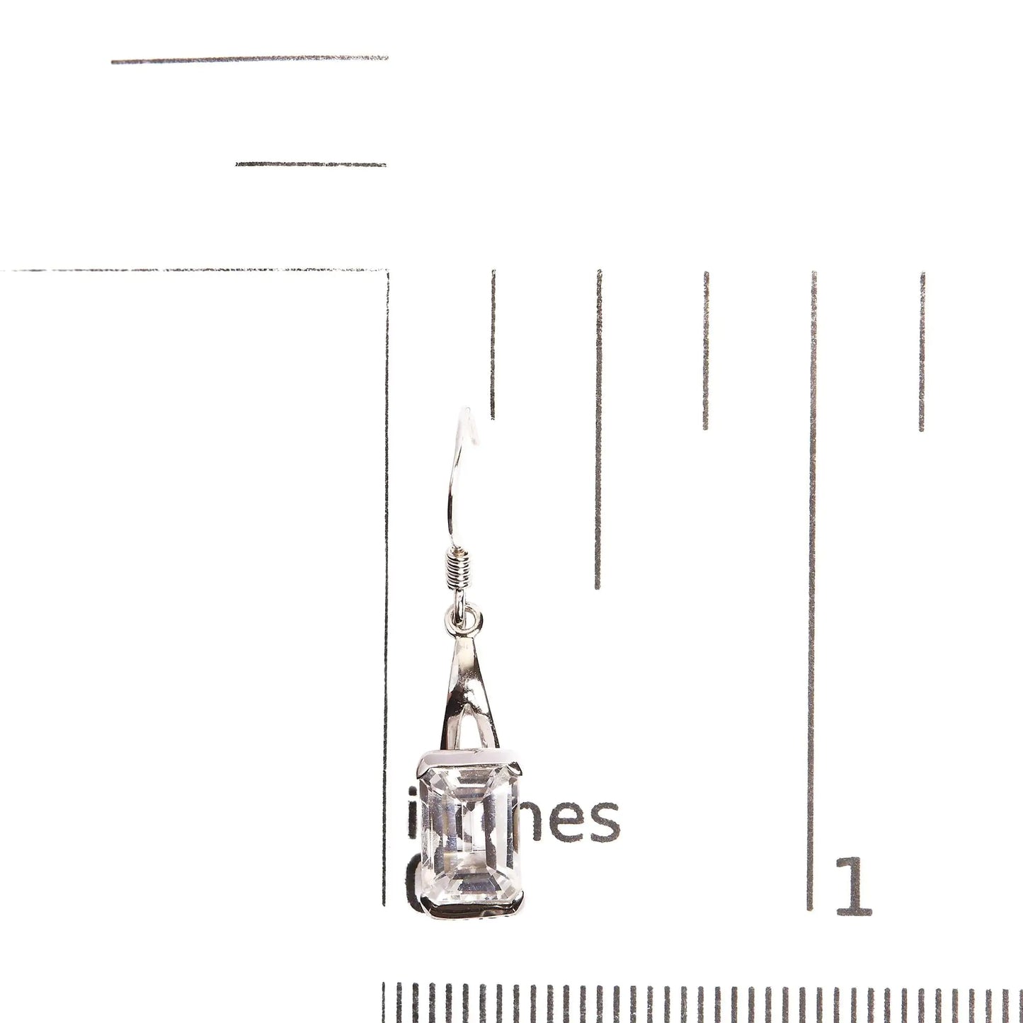 .925 Sterling Silver 3.0 Cttw Emerald Cut White Topaz Solitaire Dangle Earring - AAA Quality WEM Support (www.WEM.support)