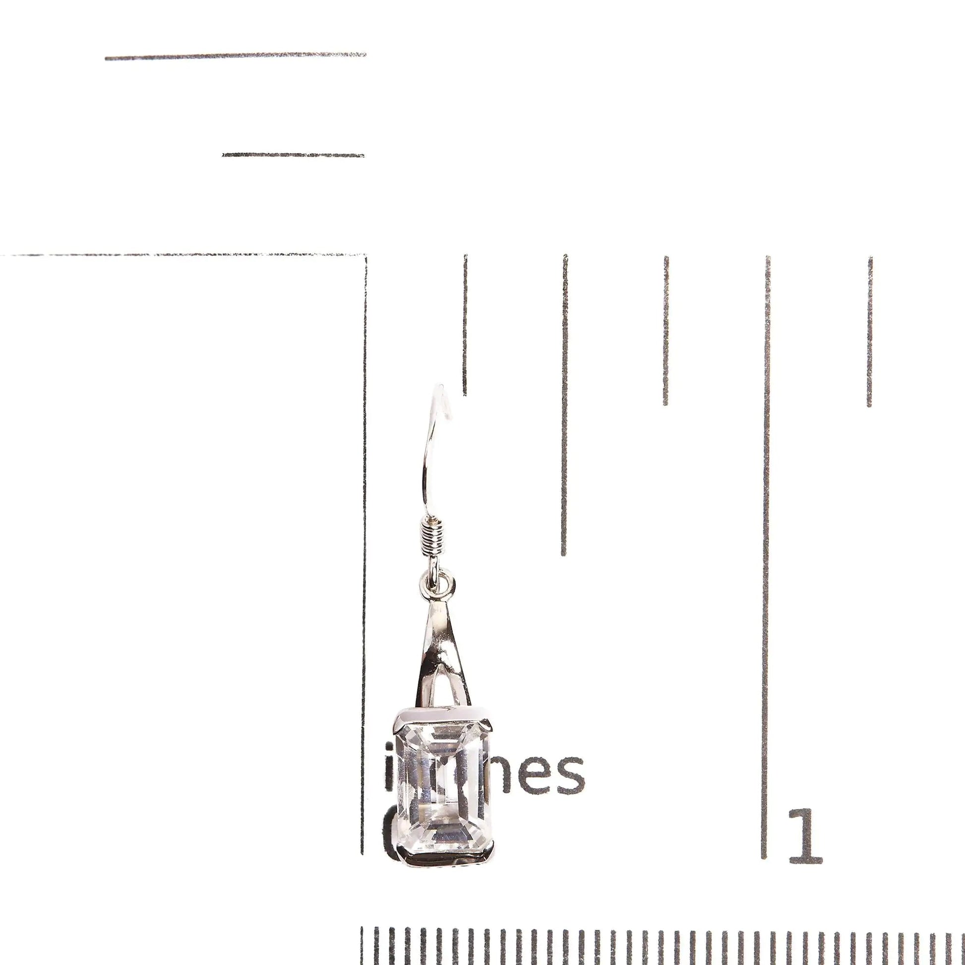 .925 Sterling Silver 3.0 Cttw Emerald Cut White Topaz Solitaire Dangle Earring - AAA Quality WEM Support (www.WEM.support)
