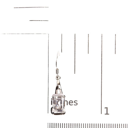 .925 Sterling Silver 3.0 Cttw Emerald Cut White Topaz Solitaire Dangle Earring - AAA Quality WEM Support (www.WEM.support)