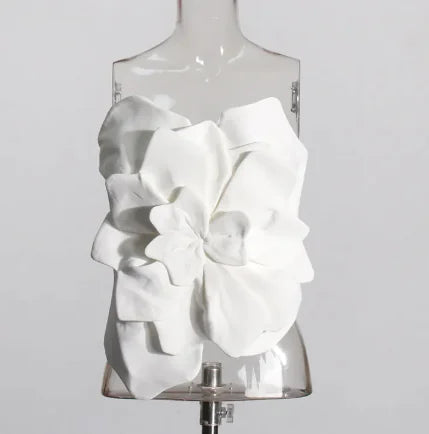 Three-dimensional Flower Backless Tube Top Vest WEM Support (www.WEM.support)