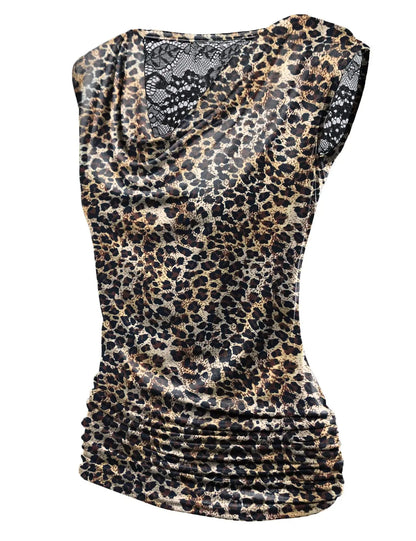 Zeagoo Tank Tops for Women Trendy Going Out Tops Sleeveless Shirts Ruched Business Casual Basic Tunic Tops Leopard Print Small My Store