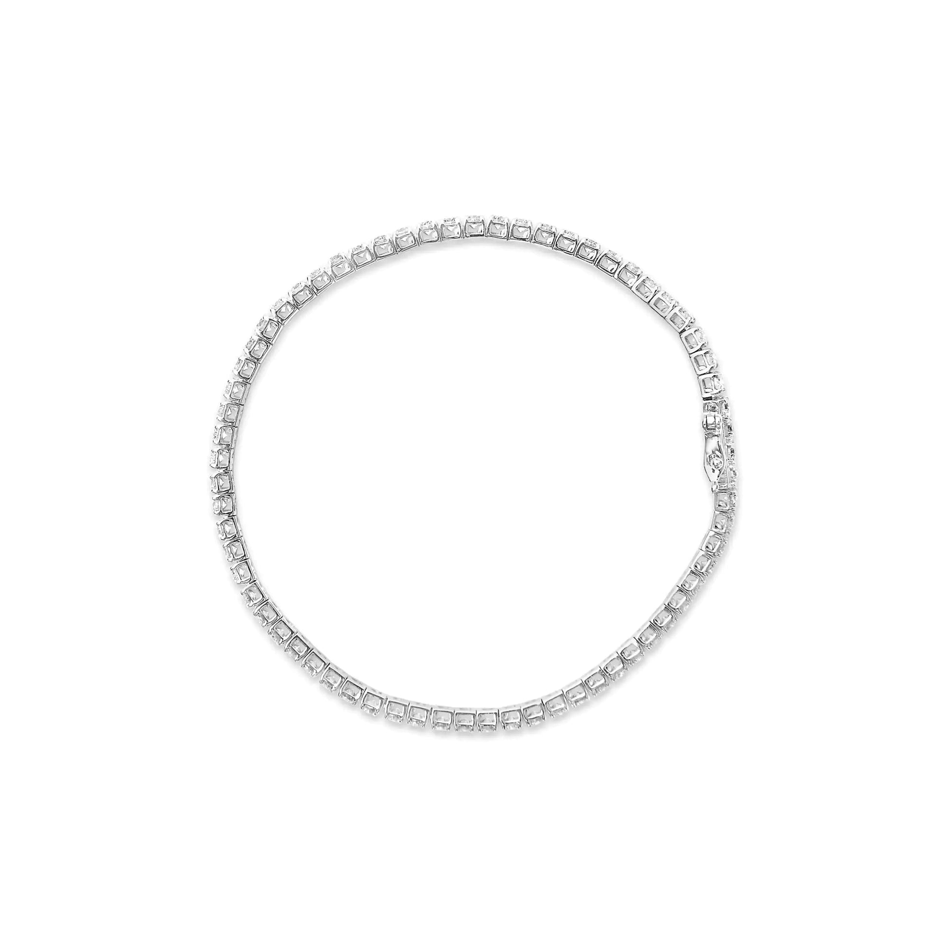 14K White Gold Lab Grown 4.00 Cttw Round Brilliant Cut Diamond Prong Set Classic Tennis Bracelet - 7" (F-G Color, VS2-SI1 Clarity) WEM Support (www.WEM.support)