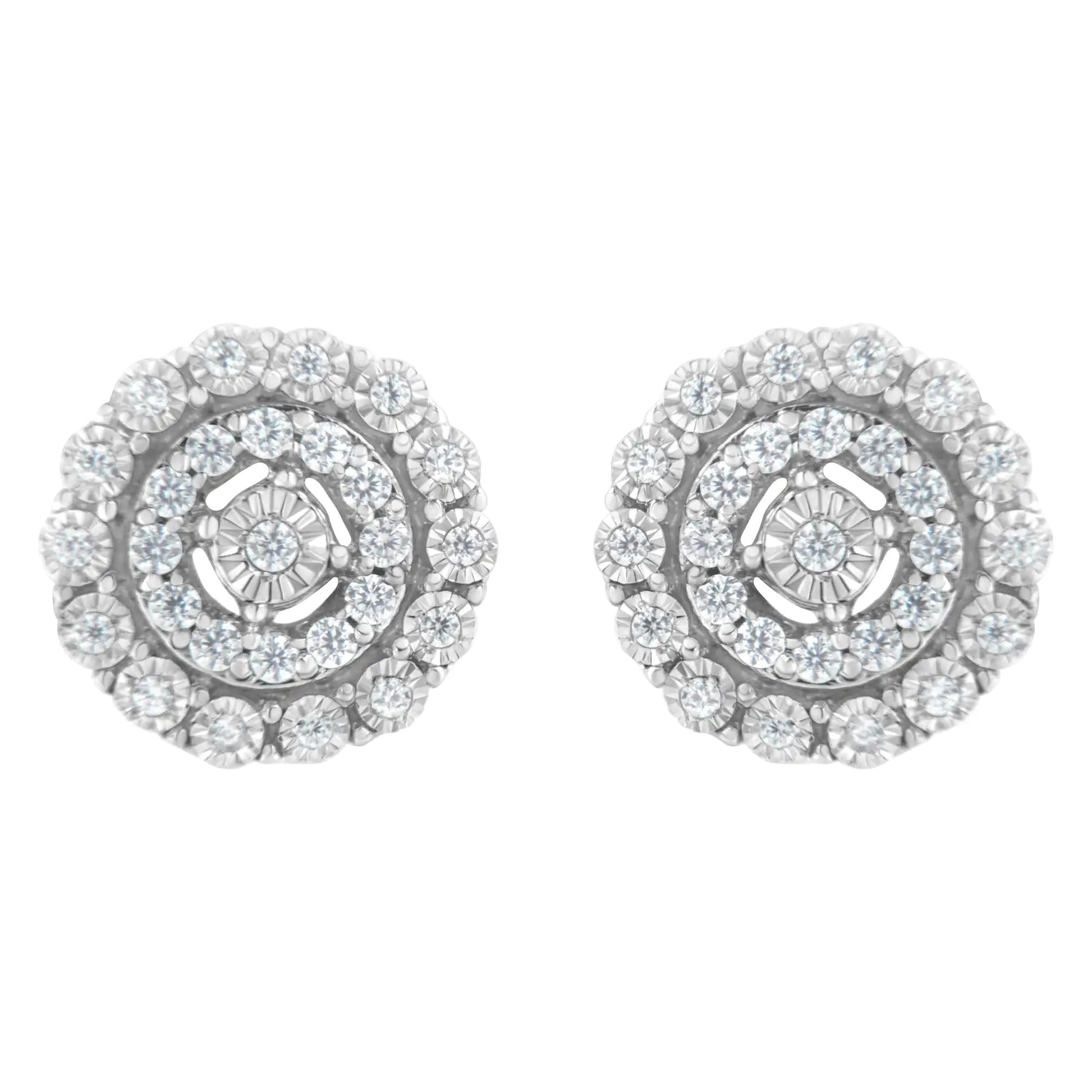 10KT White Gold 1/2 cttw Double Halo Brilliant Round-Cut Diamond Stud Earrings (I-J Clarity, I2-I3 Color) WEM Support (www.WEM.support)