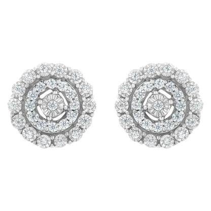 10KT White Gold 1/2 cttw Double Halo Brilliant Round-Cut Diamond Stud Earrings (I-J Clarity, I2-I3 Color) WEM Support (www.WEM.support)